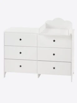 Commode 6 Tiroirs LIGNE SIRIUS Blanc Clair Uni - Vertbaudet -Périphériques Pour Enfants commode 6 tiroirs ligne sirius 4