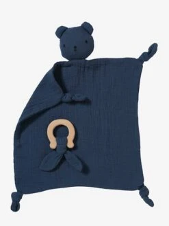 Doudou En Gaze De Coton + Hochet Rond Vert - Vertbaudet