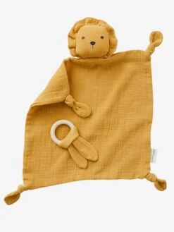 Doudou En Gaze De Coton + Hochet Rond Vert - Vertbaudet -Périphériques Pour Enfants doudou en gaze de coton hochet rond 4