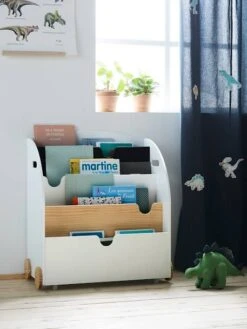 Etagère Pour Livres à Roulettes LIGNE SCHOOL Rose - Vertbaudet -Périphériques Pour Enfants etagere pour livres a roulettes ligne school 3