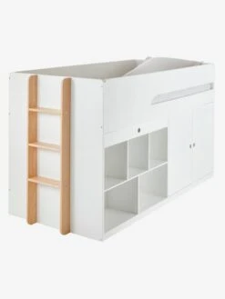 Lit Mi Hauteur Avec Bureau Coulissable Combiné CAMELEO Blanc Mate - Vertbaudet -Périphériques Pour Enfants lit mi hauteur avec bureau coulissable combine cameleo 4