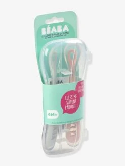 Lot De 2 Cuillères Ergonomiques D'apprentissage + Boîte De Transport BEABA Rose/gris - Beaba -Périphériques Pour Enfants lot de 2 cuilleres ergonomiques dapprentissage boite de transport beaba 2