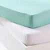 Lot De 2 Draps-housses Bébé En Jersey Extensible Gris + Blanc - Vertbaudet -Périphériques Pour Enfants lot de 2 draps housses bebe en jersey extensible