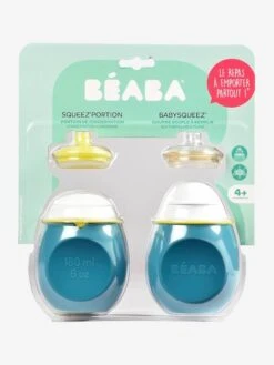 Lot De Gourdes Pour Compotes BEABA Babysqueez' 2 En 1 + Squeez'portion Blue - Beaba -Périphériques Pour Enfants lot de gourdes pour compotes beaba babysqueez 2 en 1 squeezportion 2