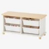 Meuble De Rangement + 4 Bacs LIGNE PTILOU Blanc/bois - Vertbaudet -Périphériques Pour Enfants meuble de rangement 4 bacs ligne ptilou