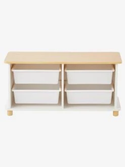 Meuble De Rangement + 4 Bacs LIGNE PTILOU Blanc/bois - Vertbaudet -Périphériques Pour Enfants meuble de rangement 4 bacs ligne ptilou 3