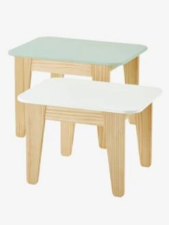Tables Gigognes Gris Vert/bois + Blanc/bois - Vertbaudet -Périphériques Pour Enfants tables gigognes 2