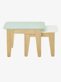 Tables Gigognes Gris Vert/bois + Blanc/bois - Vertbaudet -Périphériques Pour Enfants tables gigognes 3